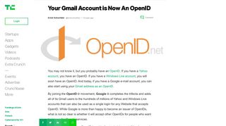 Your Gmail Account is Now An OpenID | TechCrunch