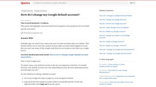 How to change my Google default account - Quora