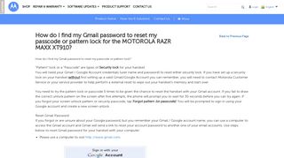 How do I find my Gmail password to reset my passcode or pattern lock ...