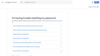 I'm having trouble resetting my password - Google Account Help