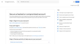 Secure a hacked or compromised account - Google Account Help