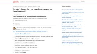 How to change the recovery phone number on Gmail account - Quora