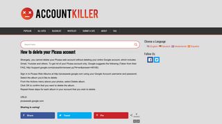 Delete your Picasa account | accountkiller.com