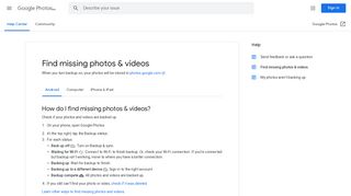 Find missing photos & videos - Android - Google Photos Help