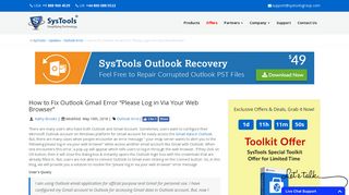 How to Fix Outlook Gmail Error “Please Log in Via Your Web Browser”