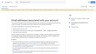 Email addresses associated with your account - Google+ Help