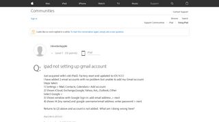 ipad not setting up gmail account - Apple Community