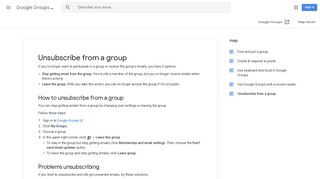 Unsubscribe from a group - Groups Help - Google Support