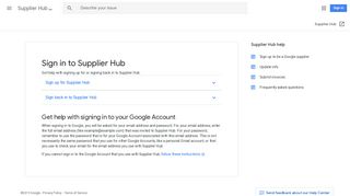 Sign in to Supplier Hub - Supplier Hub Help - Google Support