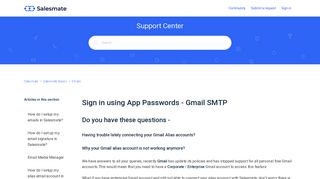 Sign in using App Passwords - Gmail SMTP – Salesmate