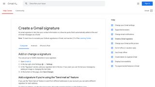Create a Gmail signature - Computer - Gmail Help - Google Support