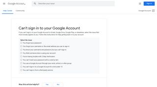 Can't sign in to your Google Account - Google Support