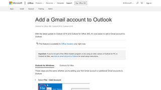 Add a Gmail account to Outlook - Office Support - Office 365