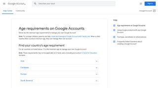 Age requirements on Google Accounts - Google Account Help