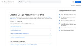 Create a Google Account for your child - Google For Families Help