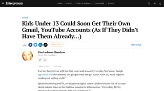 Kids Under 13 Could Soon Get Their Own Gmail, YouTube Accounts ...