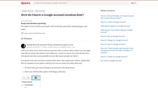 How to know a Google account creation date - Quora