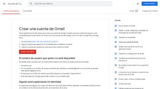 Crear una cuenta de Gmail - Ayuda de Gmail - Google Support