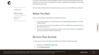 Recover Account With SMS Text Verification - MailChimp