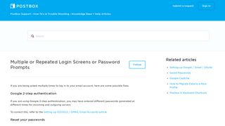 Multiple or Repeated Login Screens or Password ... - Postbox Support