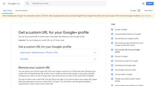 Get a custom URL for your Google+ profile - Google+ Help