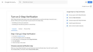 Turn on 2-Step Verification - Computer - Google Account Help