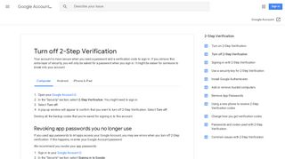 Turn off 2-Step Verification - Computer - Google Account Help
