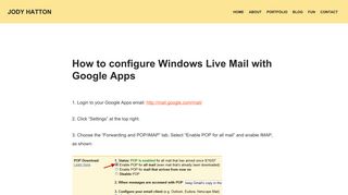 How to configure Windows Live Mail with Google Apps - Jody Hatton