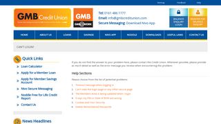 Can't login - GMB Credit Union