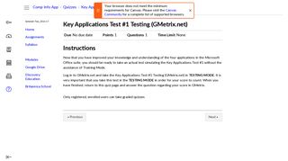 Key Applications Test #1 Testing (GMetrix.net): Computer Information ...
