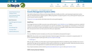 Grants Management System (GMS) - CalRecycle - CA.gov