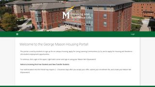 Welcome to the George Mason Housing Portal!