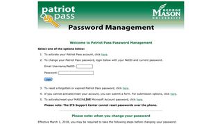 Welcome to Patriot Pass Password Management