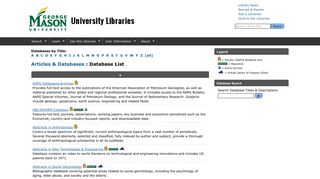Articles databases and research resources - George Mason ... - infowiz