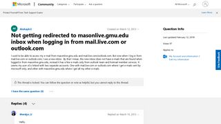 Not getting redirected to masonlive.gmu.edu inbox when logging in ...