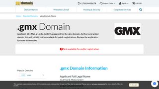 .gmx Domain Registration - .gmx Domains - 1&1 Mail & Media ...
