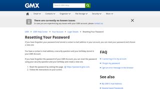Resetting Your Password - GMX Support - GMX Help Center