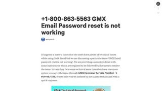 +1-800-863-5563 GMX Email Password reset is not working