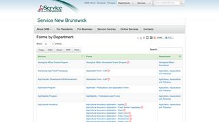 GNB Forms by Department - Service Nouveau-Brunswick