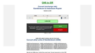 GNB to IDR (Giantbirdcoin to Indonesian Rupiah) | convert ...