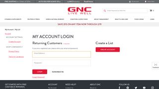 My Account Login - GNC.com
