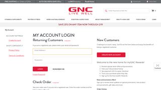 My Account Login - GNC.com