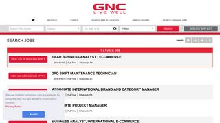 Search Jobs | GNC
