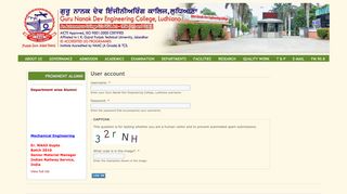 User account | - Guru Nanak Dev Engineering College