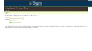 Login/Logout - Heritage Guide to The Geelong College