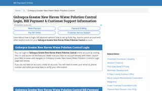 Gnhwpca Greater New Haven Water Polution Control Login, Bill ...