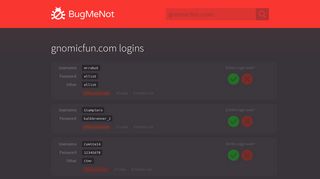 gnomicfun.com passwords - BugMeNot