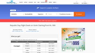 GoAir Offers Sale on Flight Tickets Starting from Rs.999