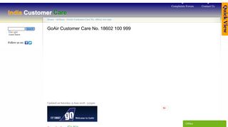 GoAir Customer Care No. 18602 100 999 | India Customer Care