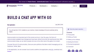 Build a chat app with Go - Pusher